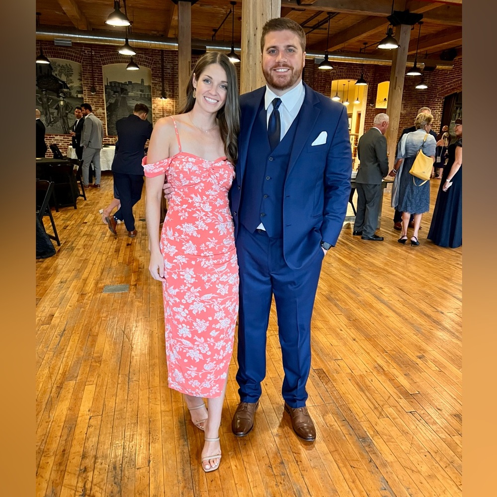 Abercrombie & Fitch Pink Floral Off The Shoulder Midi Dress